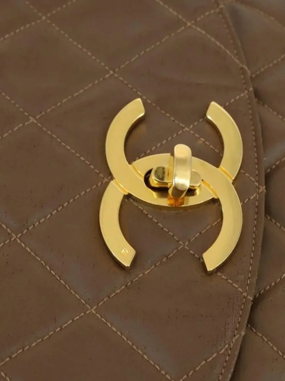 CHANEL Matelasse Backpack Coated Canvas Brown Gold CC Auth 142441